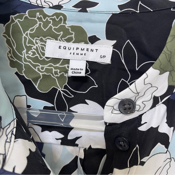 Equipment Britten Silk Maxi Shirt Dress Floral Navy Green Size Small - Picture 3 of 5